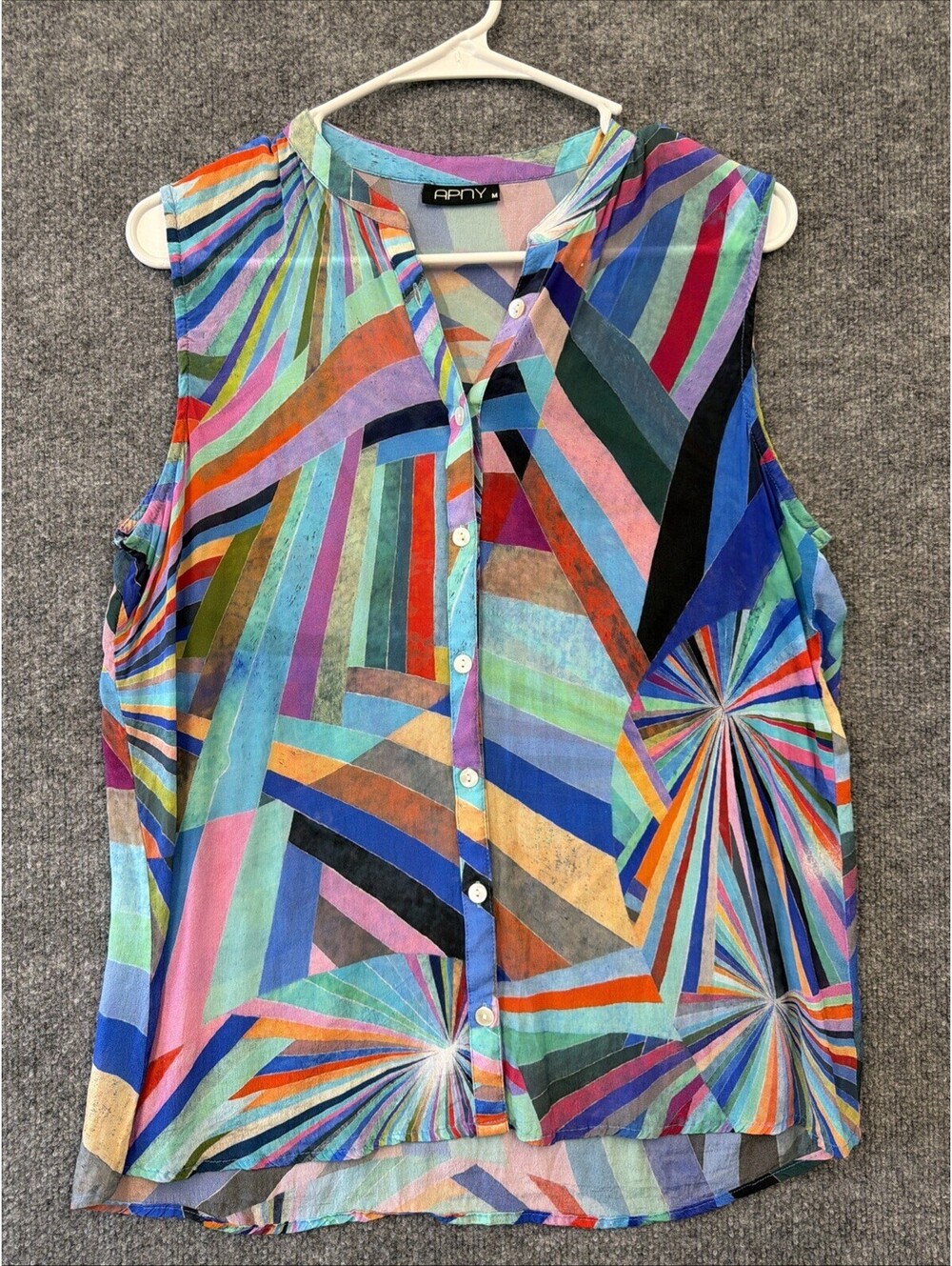 APNY Abstract Sleeveless Blouse Multicolor Medium